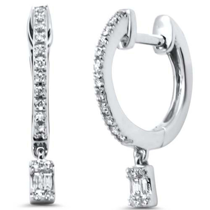 SPECIAL! .14ct G SI 14K White Gold Diamond Dangling Hoop Earrings