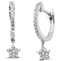 SPECIAL! .13ct G SI 14K White Gold Diamond Dangling Hoop Earrings