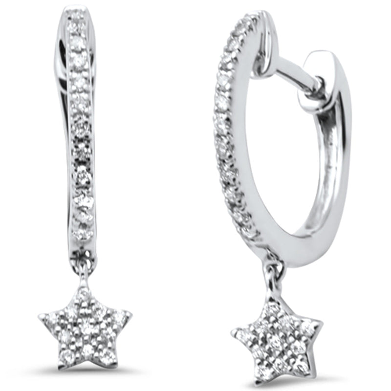 SPECIAL! .13ct G SI 14K White Gold Diamond Dangling Hoop Earrings