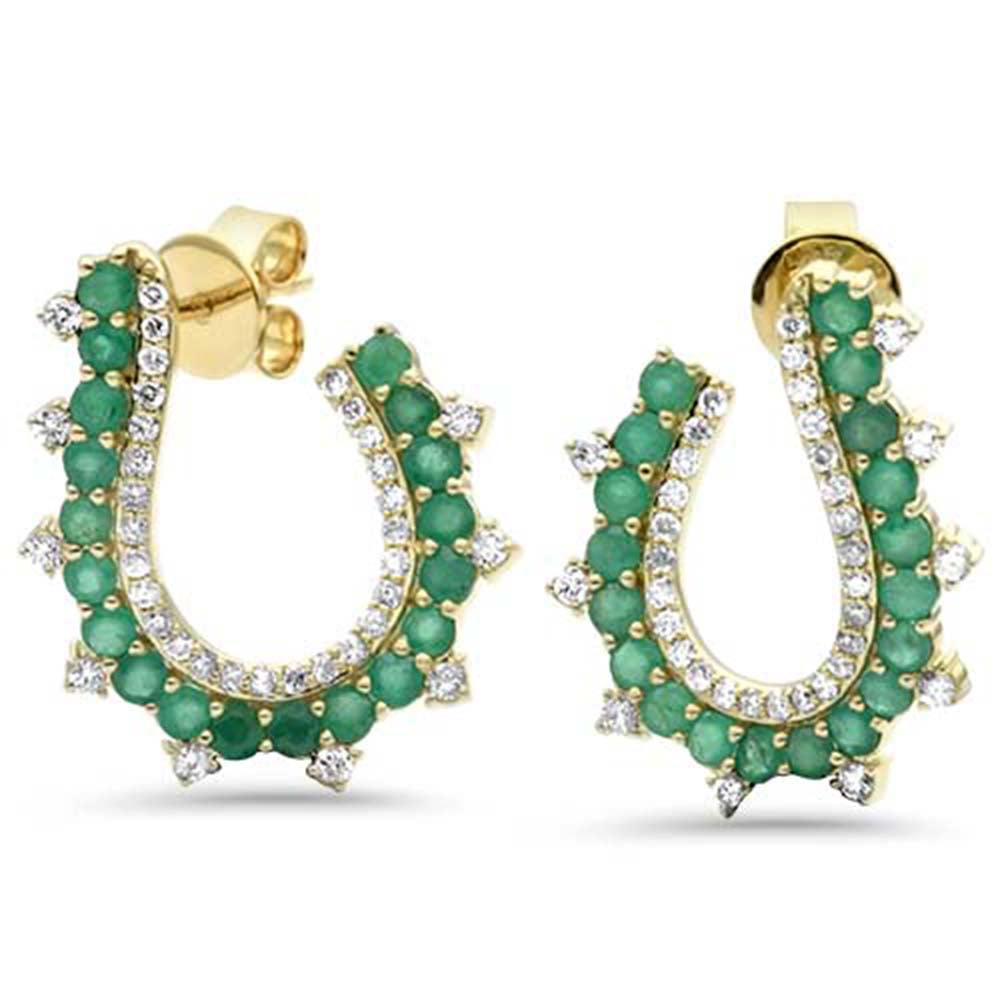 SPECIAL! 1.86ct G SI 14K Yellow Gold Diamond & Emerald Gemstones J Earrings