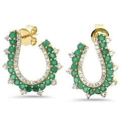 SPECIAL! 1.86ct G SI 14K Yellow Gold Diamond & Emerald Gemstones J Earrings