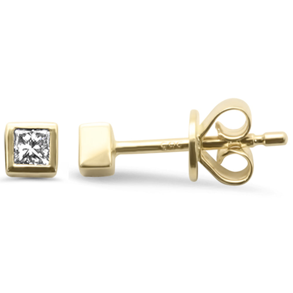 .17ct G SI 14K Yellow Gold Princess Cut Diamond Petite Earrings