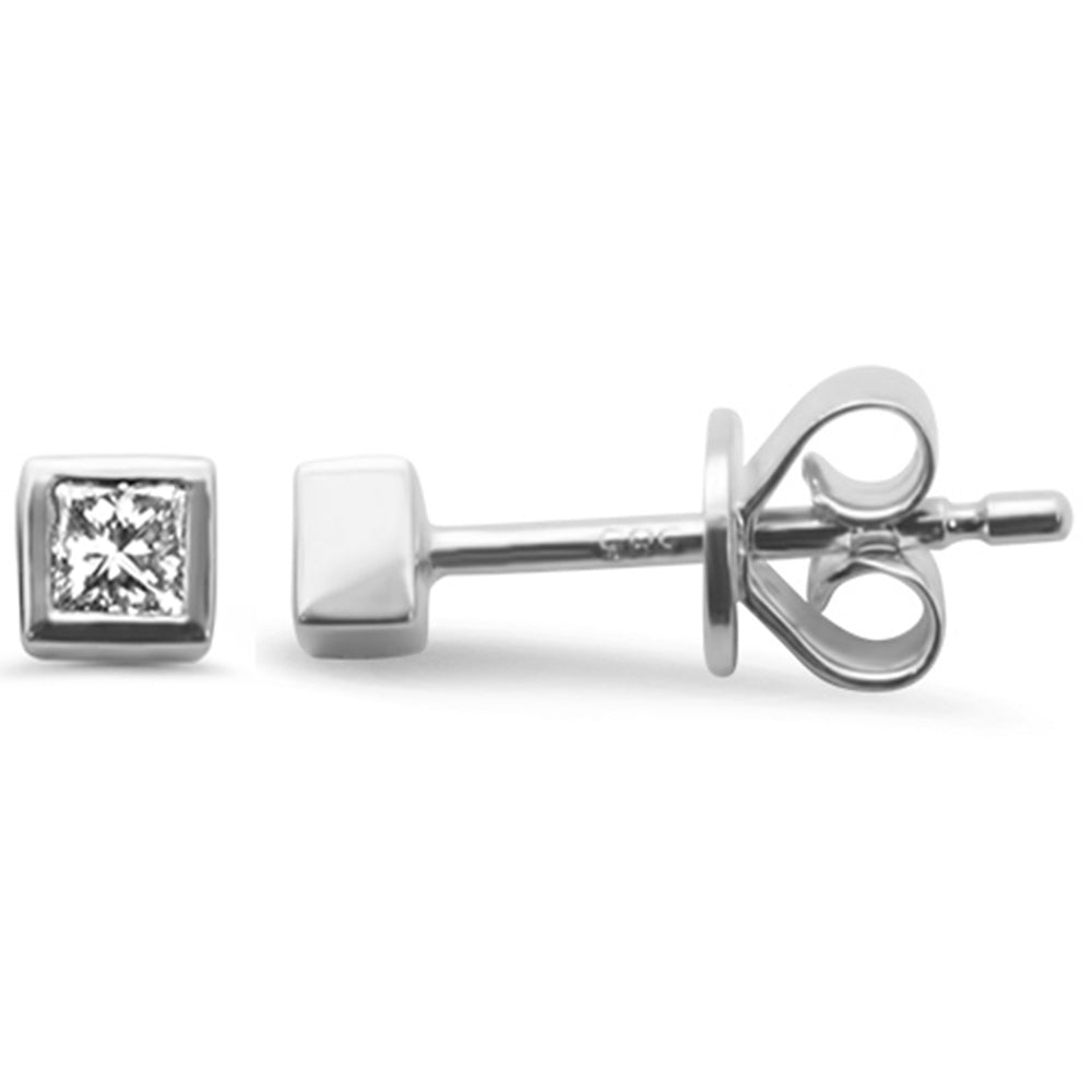 .15ct G SI 14K White Gold Princess Cut Diamond Petite Earrings