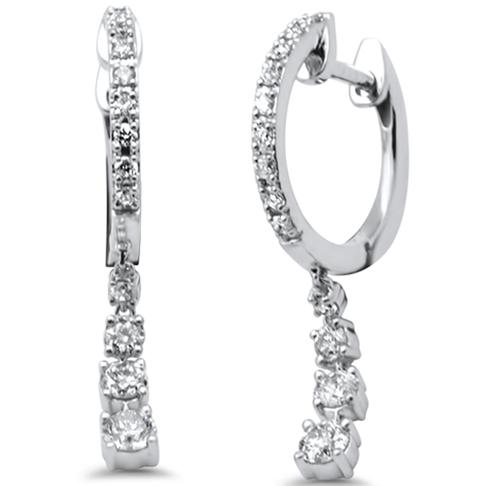 SPECIAL! .46ct G SI 14K White Gold Diamond Dangling Hoop Earrings
