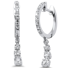 SPECIAL! .46ct G SI 14K White Gold Diamond Dangling Hoop Earrings