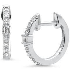 SPECIAL! .14ct G SI 14K White Gold Diamond Petite Hoop Earrings