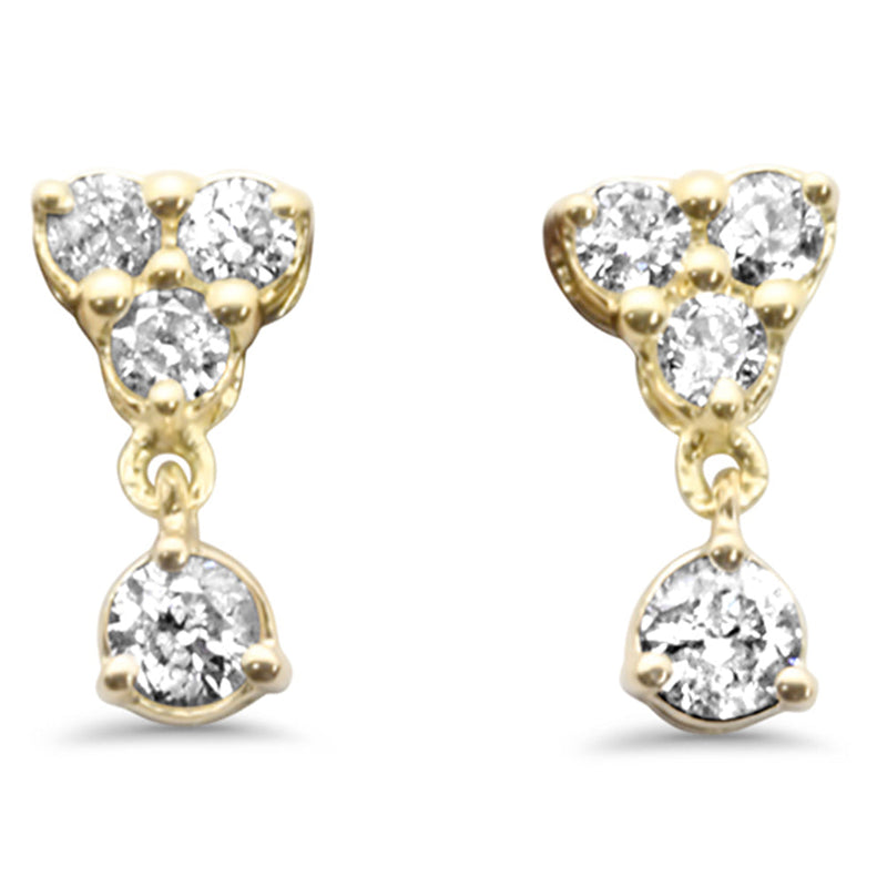 .14ct G SI 14K Yellow Gold Diamond Petite Dangling Earrings