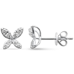 .34ct G SI 14K White Gold Diamond Flower Earrings