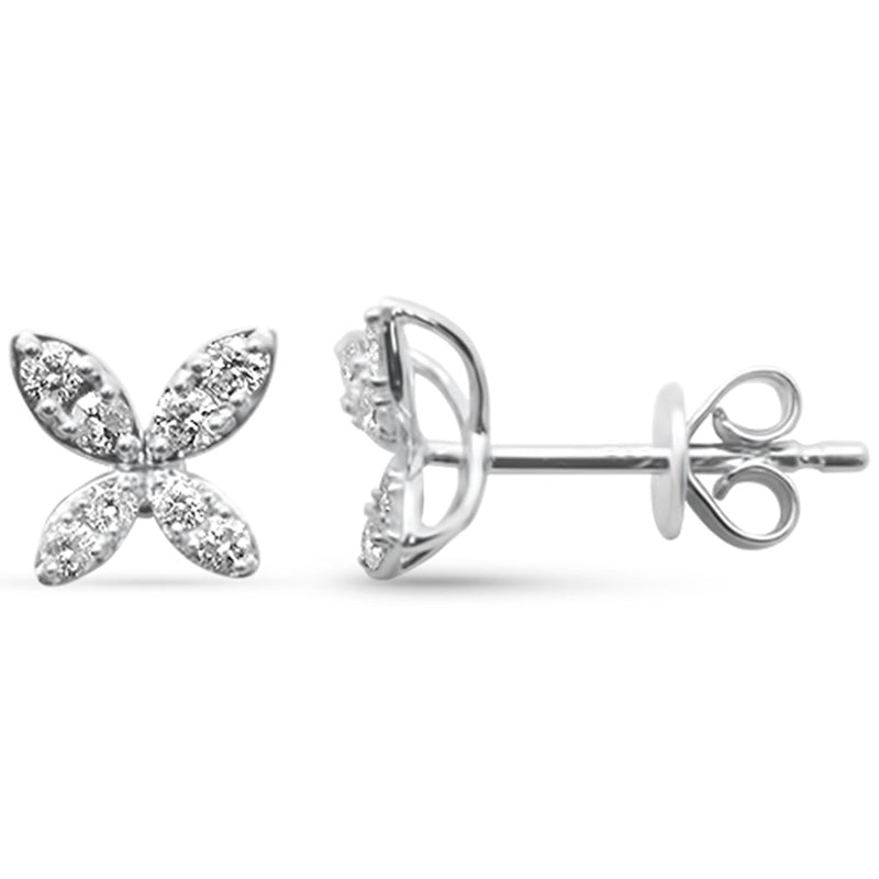.34ct G SI 14K White Gold Diamond Flower Earrings