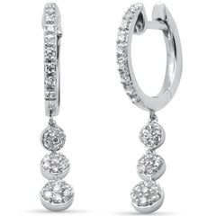 SPECIAL! .34ct G SI 14K White Gold Diamond Dangling Hoop Earrings