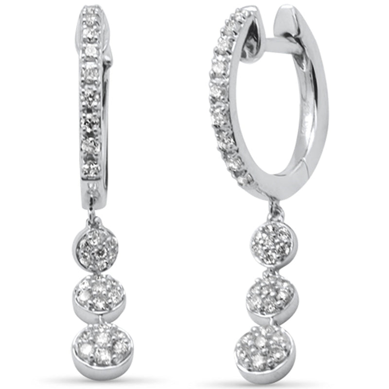 SPECIAL! .34ct G SI 14K White Gold Diamond Dangling Hoop Earrings
