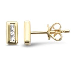 .08ct G SI 14K Yellow Gold Baguette Diamond Earrings
