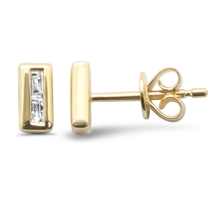 .08ct G SI 14K Yellow Gold Baguette Diamond Earrings