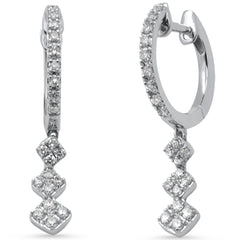 SPECIAL! .33ct G SI 14K White Gold Diamond Dangling Hoop Earrings