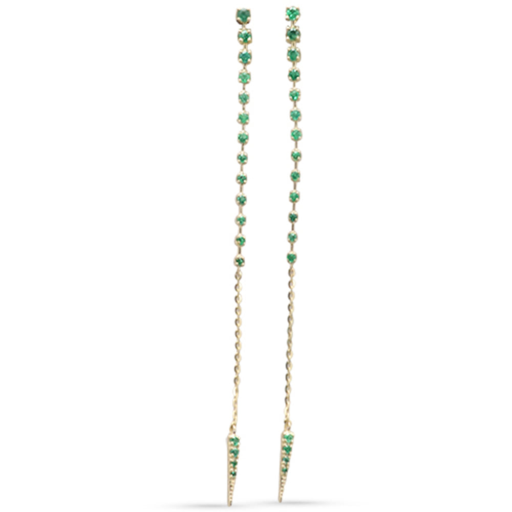 SPECIAL! .26ct G SI 14K Yellow Gold Diamond & Emerald Gemstones Drop Earrings