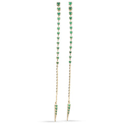 SPECIAL! .26ct G SI 14K Yellow Gold Diamond & Emerald Gemstones Drop Earrings