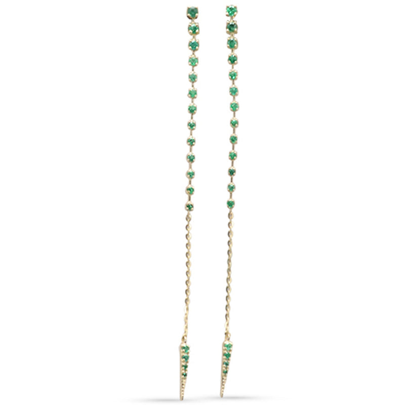 SPECIAL! .26ct G SI 14K Yellow Gold Diamond & Emerald Gemstones Drop Earrings