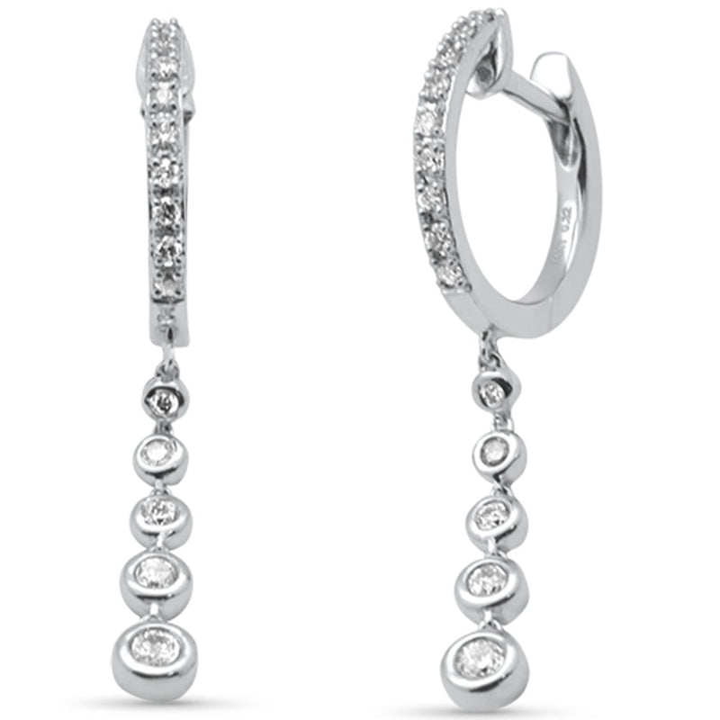 SPECIAL! .32ct G SI 14K White Gold Diamond Dangling Hoop Earrings