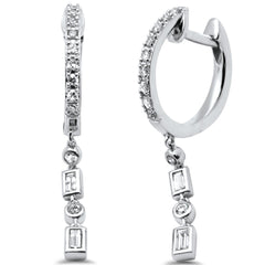 SPECIAL! .27ct G SI 14K White Gold Diamond Dangling Hoop Earrings