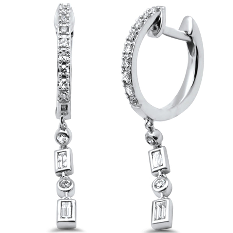 SPECIAL! .27ct G SI 14K White Gold Diamond Dangling Hoop Earrings