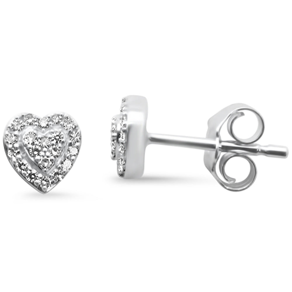 .13ct G SI 14K White Gold Diamond Heart Shape Earrings