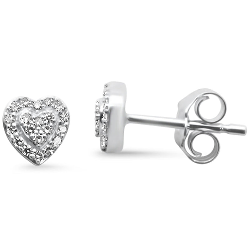 .13ct G SI 14K White Gold Diamond Heart Shape Earrings
