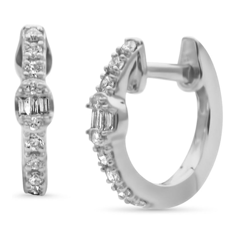 SPECIAL! .18ct G SI 14K White Gold Diamond Petite Hoop Earrings