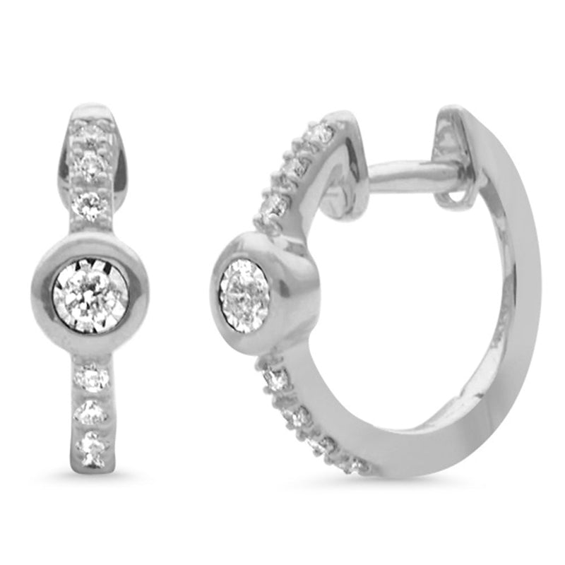 .14ct G SI 14K White Gold Diamond Petite Hoop Earrings