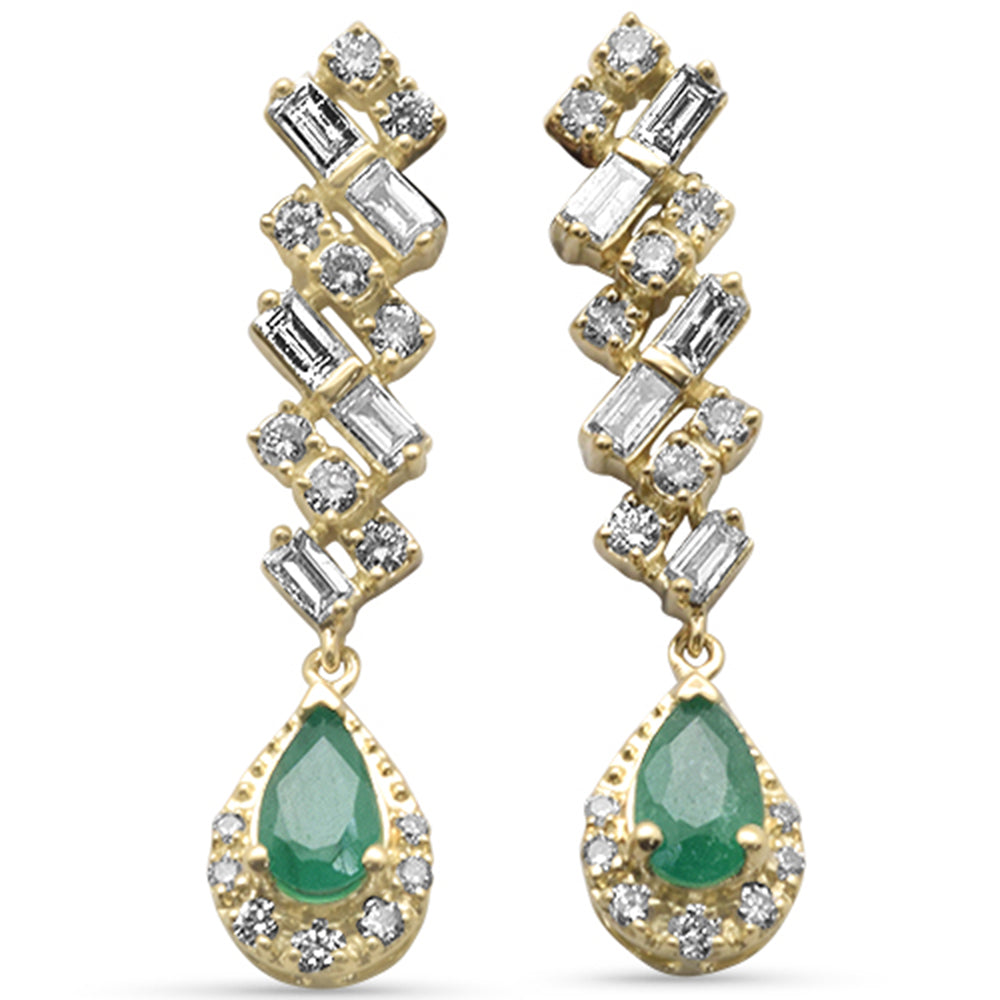 SPECIAL!.81ct G SI 14K Yellow Gold Diamond & Emerald Gemstones Earrings