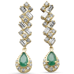 SPECIAL!.81ct G SI 14K Yellow Gold Diamond & Emerald Gemstones Earrings