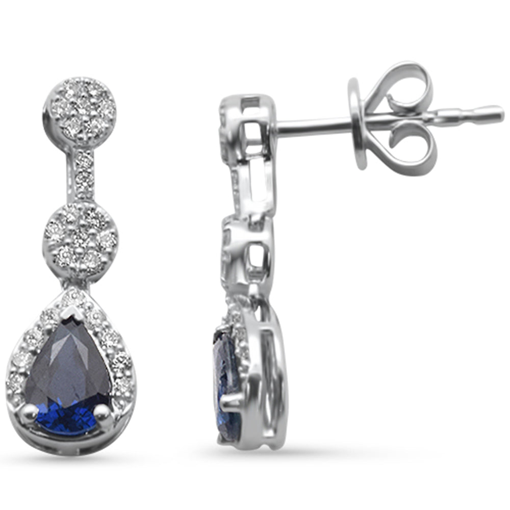 SPECIAL! 1.31ct G SI 14K White Gold Diamond & Blue Sapphire Gemstones Earrings