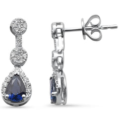 SPECIAL! 1.31ct G SI 14K White Gold Diamond & Blue Sapphire Gemstones Earrings