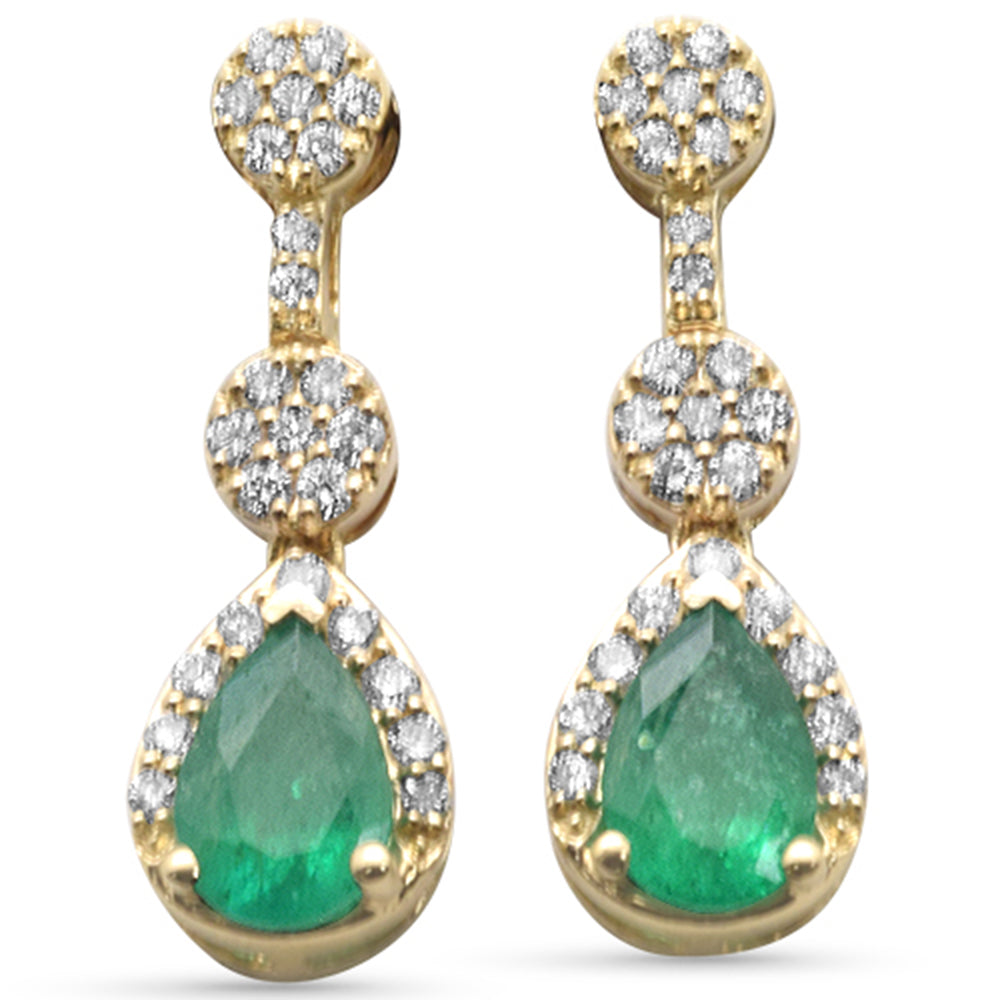 SPECIAL!.91ct G SI 14K Yellow Gold Diamond & Emerald Gemstones Earrings