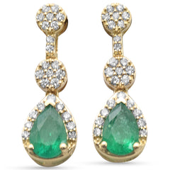 SPECIAL!.91ct G SI 14K Yellow Gold Diamond & Emerald Gemstones Earrings