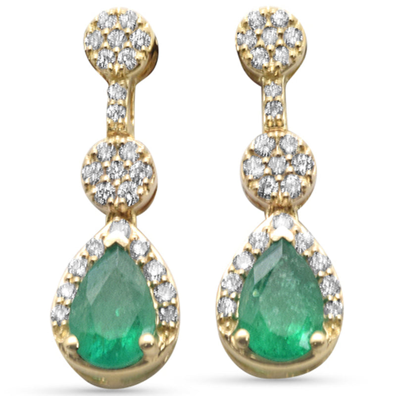 SPECIAL!.91ct G SI 14K Yellow Gold Diamond & Emerald Gemstones Earrings
