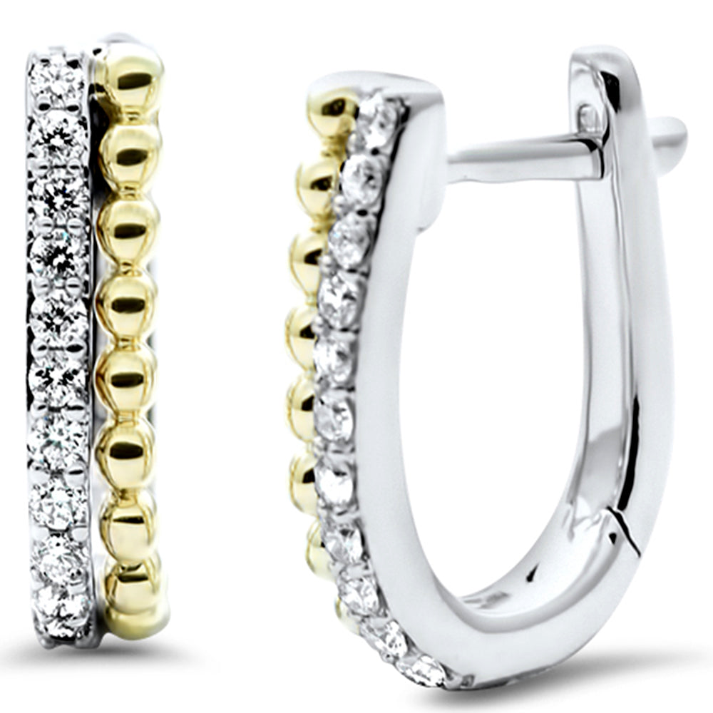 SPECIAL! .17ct G SI 14K White & Yellow Gold Diamond Beaded Hoop Earrings
