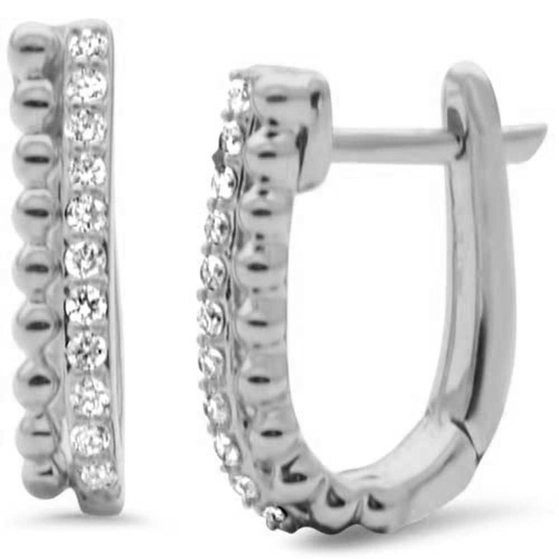 SPECIAL! .17ct G SI 14K White Gold Diamond Beaded Hoop Earrings