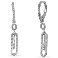 SPECIAL!.29ct G SI 14K White Gold Diamond Paper Clip Dangling Earrings Lever Backings