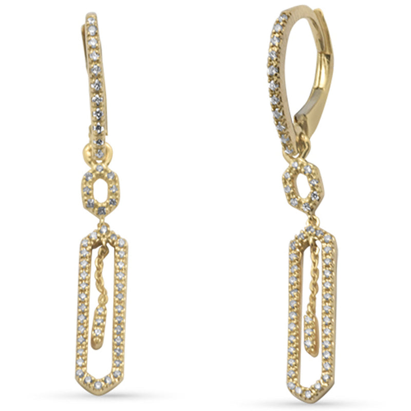 SPECIAL!.29ct G SI 14K Yellow Gold Diamond Paper Clip Dangling Earrings Lever Backings