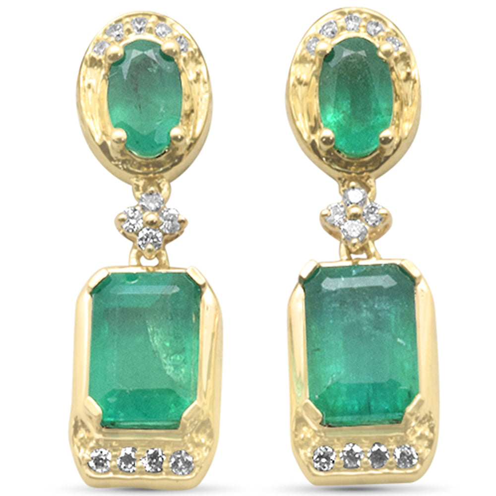 SPECIAL!1.70ct G SI 14K Yellow Gold Diamond & Emerald Gemstones Earrings