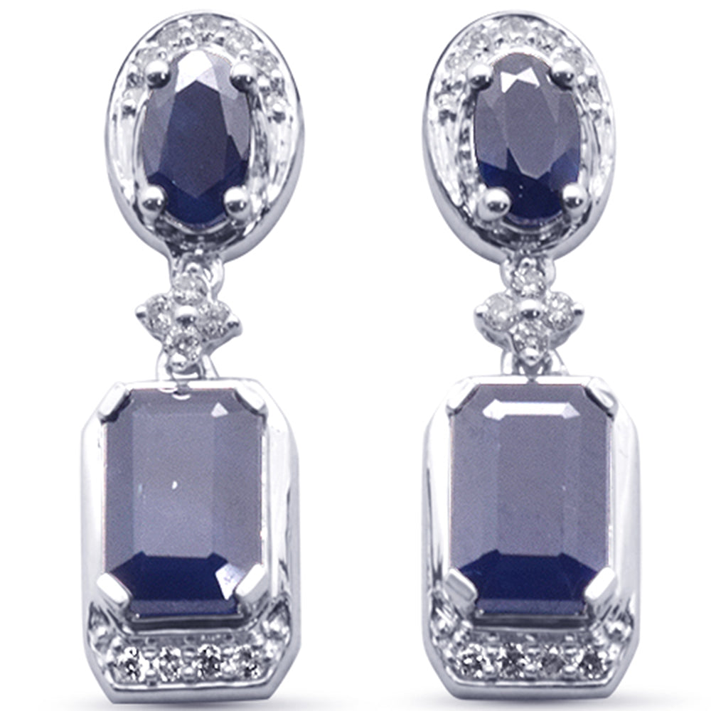 SPECIAL!1.87ct G SI 14K White Gold Diamond & Blue Sapphire Gemstones Earrings