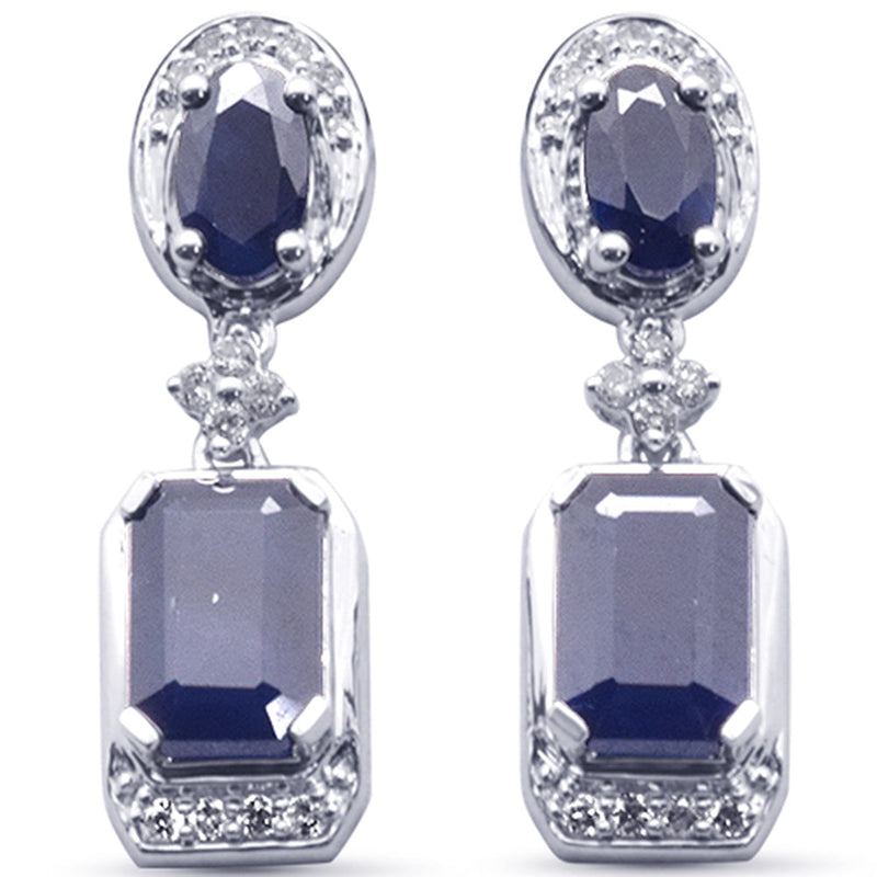 SPECIAL!1.87ct G SI 14K White Gold Diamond & Blue Sapphire Gemstones Earrings