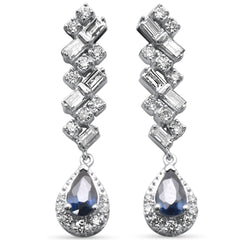 SPECIAL!.97ct G SI 14K White Gold Diamond & Blue Sapphire Gemstones Earrings