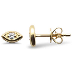 .07ct G SI 14K Yellow Gold Diamond Evil Eye Earrings