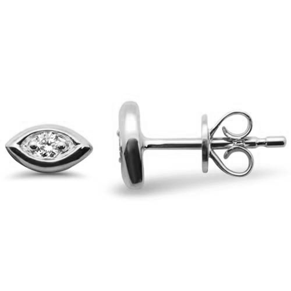 .07ct G SI 14K White Gold Diamond Evil Eye Earrings