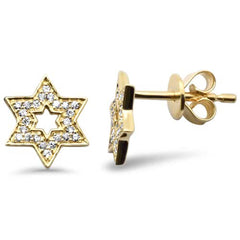 .12ct G SI 14K Yellow Gold Diamond Star of David Earrings