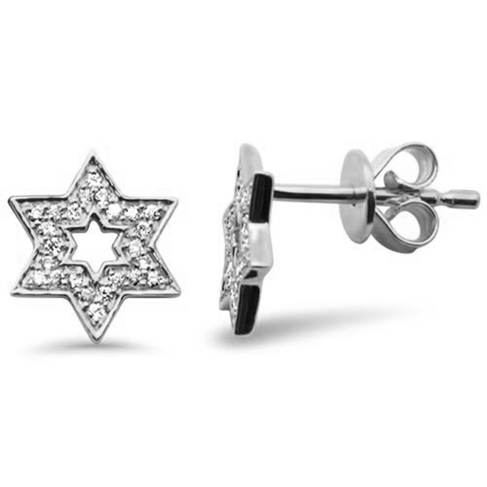 .11ct G SI 14K White Gold Diamond Star of David Earrings