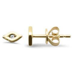 .01ct G SI 14K Yellow Gold Diamond Evil Eye Earrings