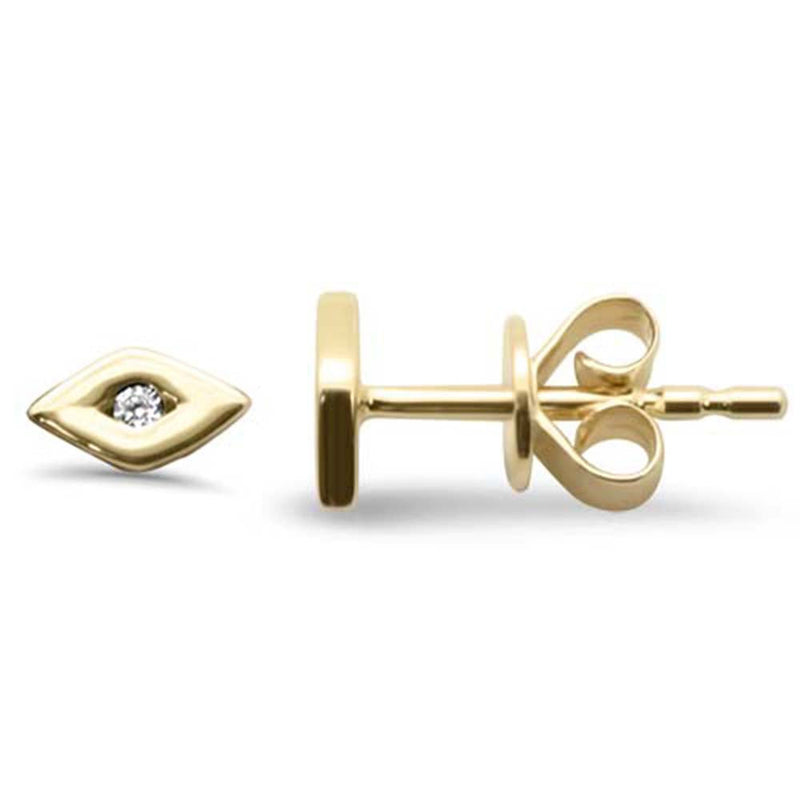 .01ct G SI 14K Yellow Gold Diamond Evil Eye Earrings