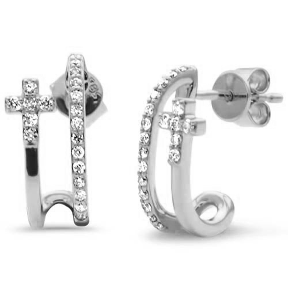 SPECIAL! .25ct G SI 14K White Gold Diamond Double Shank J Hoop Earrings